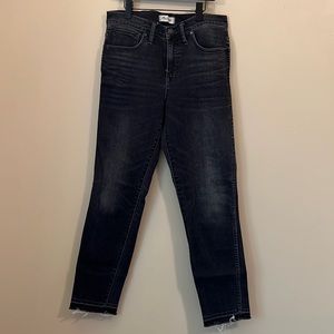 Madewell Slim Straight Jeans in Washed Black with Raw Hem